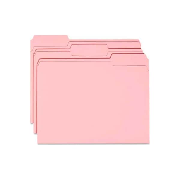 Smead Smead File Folders, 1/3 Cut Top Tab, Letter, Pink, 100/Box 12643 - main